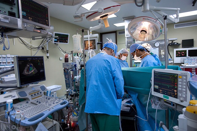 Surgical team operating in a high tech cardiac surgery suite at Riverside Cardiology Associates